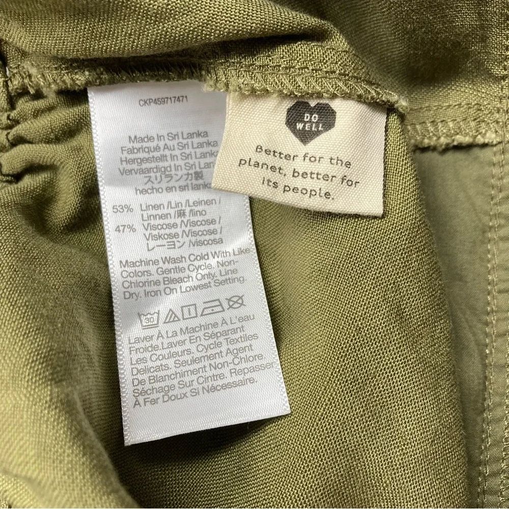 MADEWELL Olive Green Elastic Waist Pull-On Linen Blend Wide-Leg Relaxed Pants L - Picture 5 of 8